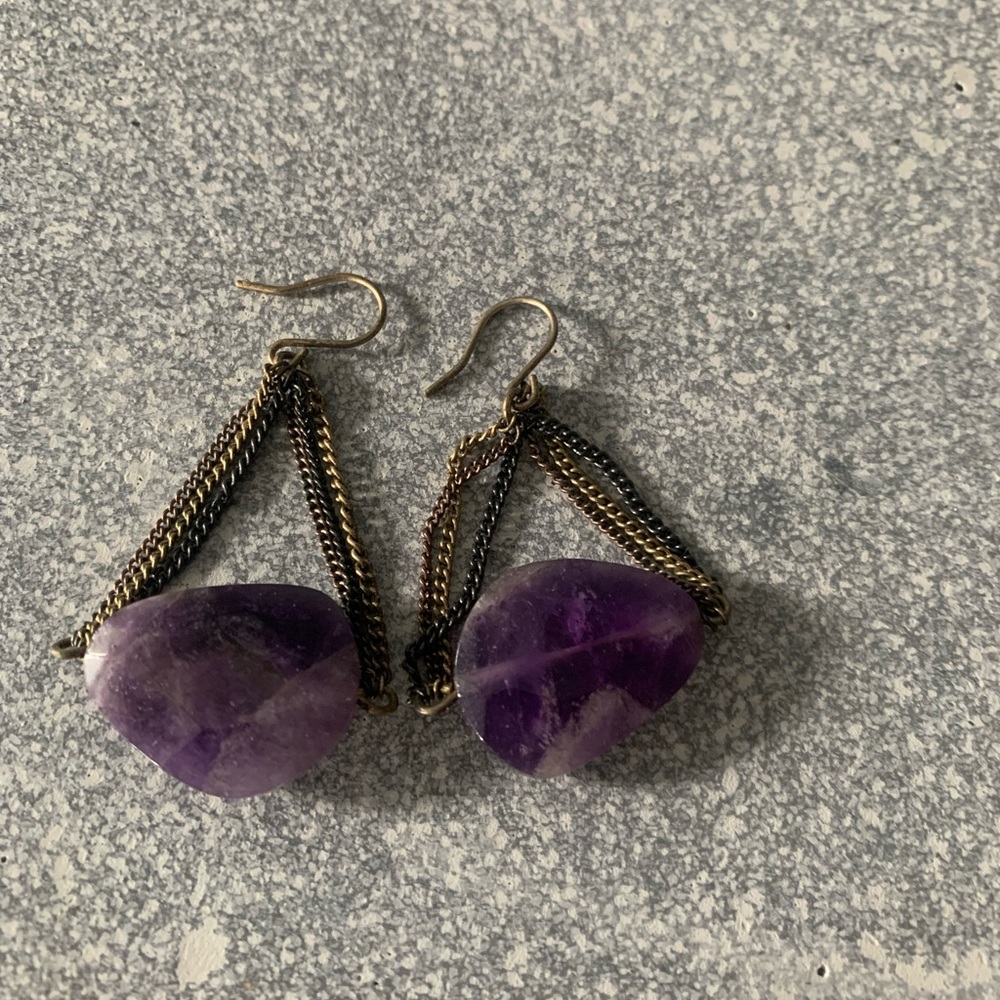 Purple Stone Dangle Earrings